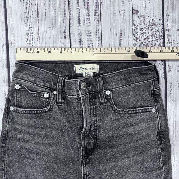 Madewell Perfect Vintage Jeans 25 Black High Rise Crop Straight Distressed - Picture 3 of 8